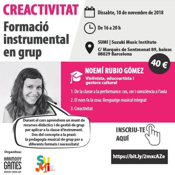 Curs de formació “Creactivitat: formació instrumental en grup” el 10 de novembre a Barcelona