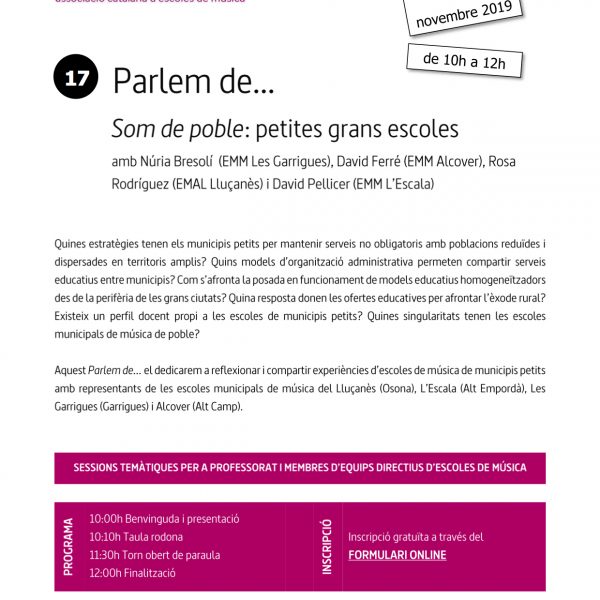 Parlem de… som de poble! Petites grans escoles